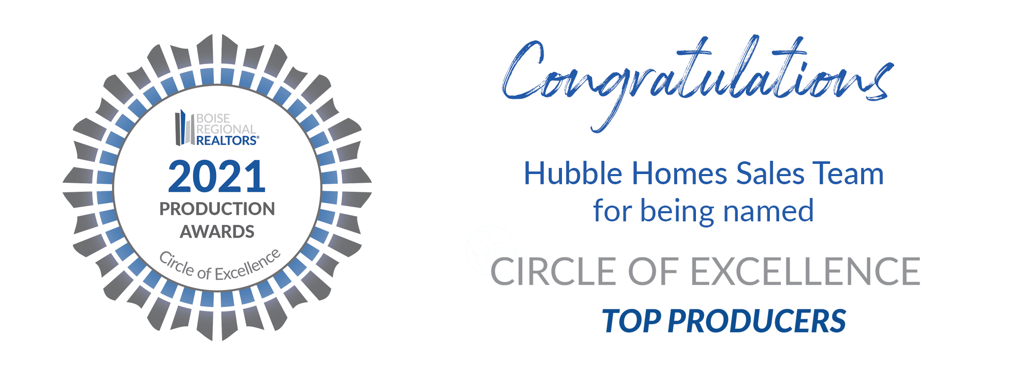 Hubble Sales Team Receive Boise Regional REALTORS® Circle of Excellence